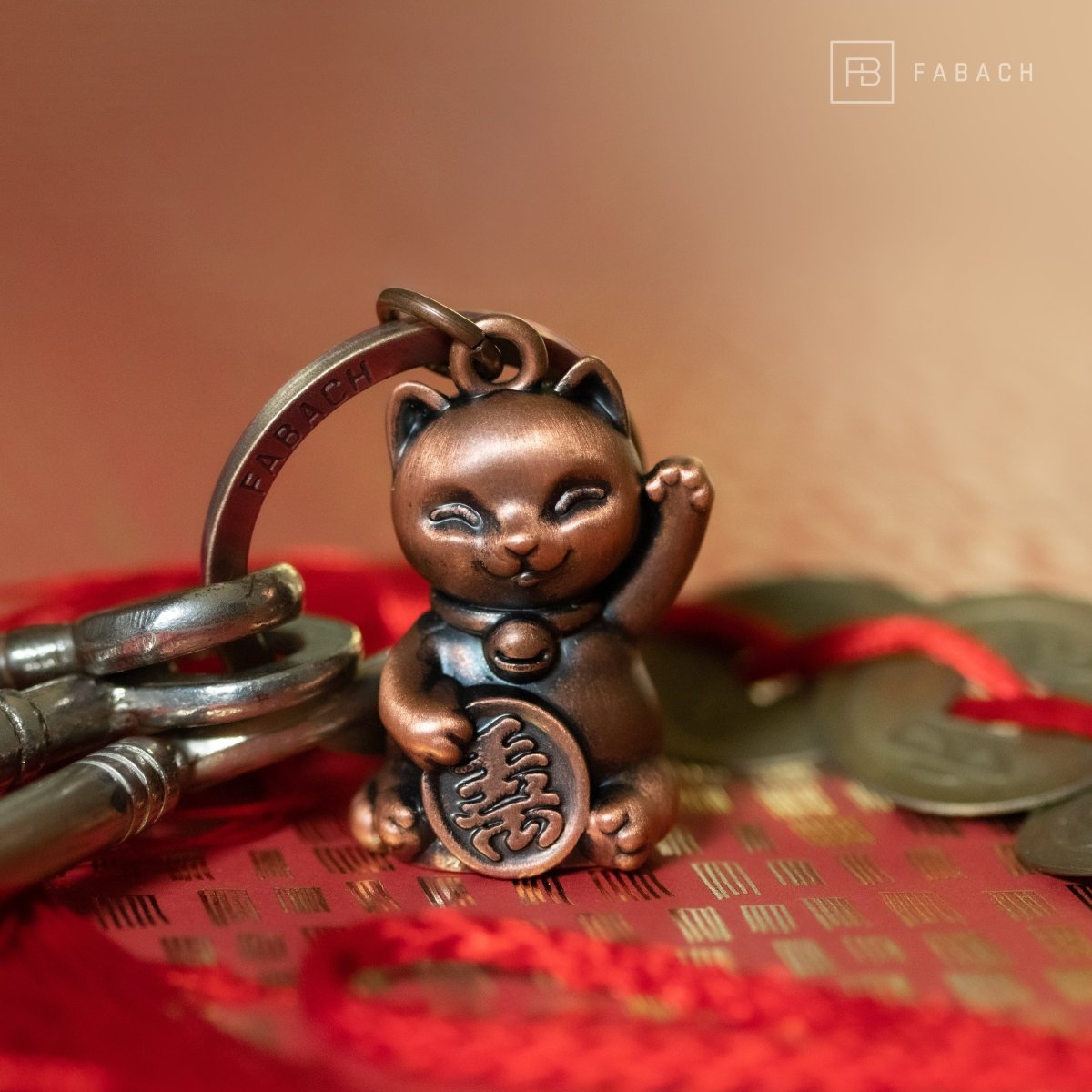 Glückskatze Winkekatze Schlüsselanhänger "Maneki Neko" - Süßer Lucky Cat Katze Anhänger - Katze Glücksbringer