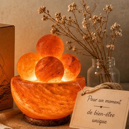 Himalaya-Salzkristalllampe – 4 Massagekugeln 2 kg – Naturmaterial – Geschenk- und Dekorationsidee