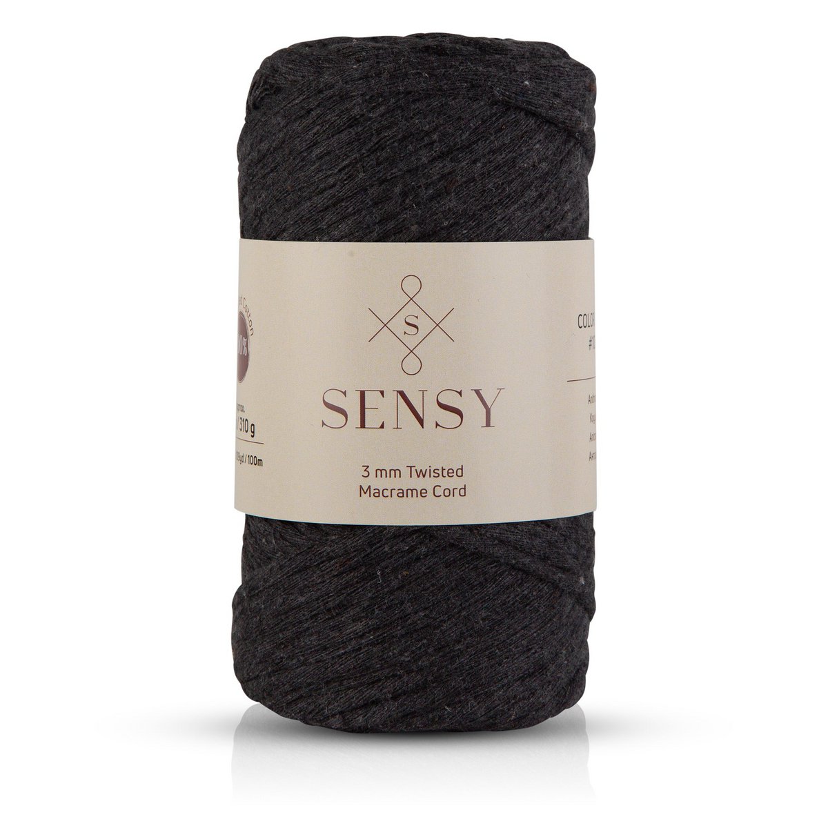 Sensy Premium 3 mm - 109 iarde Cavo macramè a filo singolo in cotone riciclato al 100%