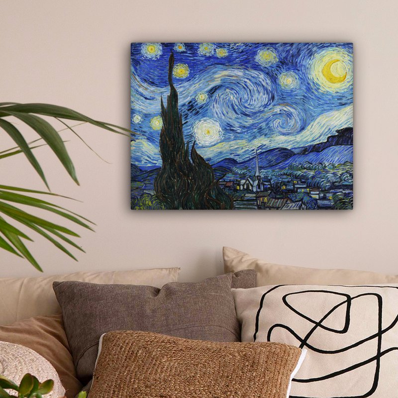 Canvas Maleri - Wall Decoration - De Sterrennacht - Vincent Van Gogh