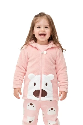Jacke und Hose aus Korallenfleece für Babys, Eisbär