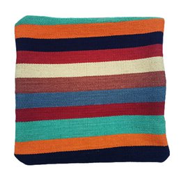 Funda de Cojín Naranja Chocante Tejido a Mano Kilim