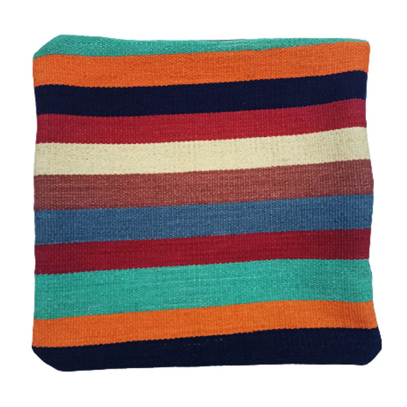 Funda de Cojín Naranja Chocante Tejido a Mano Kilim