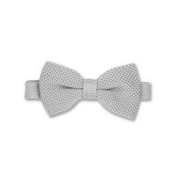 Silver knitted bow tie, made of high-quality material, suitable for formal occasions.