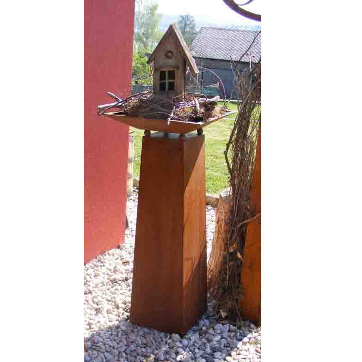 Vintage Deko Pflanzsäule 70 cm mit verschiedenen Schalen | Gartendeko Rost
