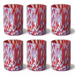 Verres Naif Tumbler en verre soufflé et fait main avec murrine de Murano, ligne « I Colori di Murano » 395 ml. Fabriqué en Italie