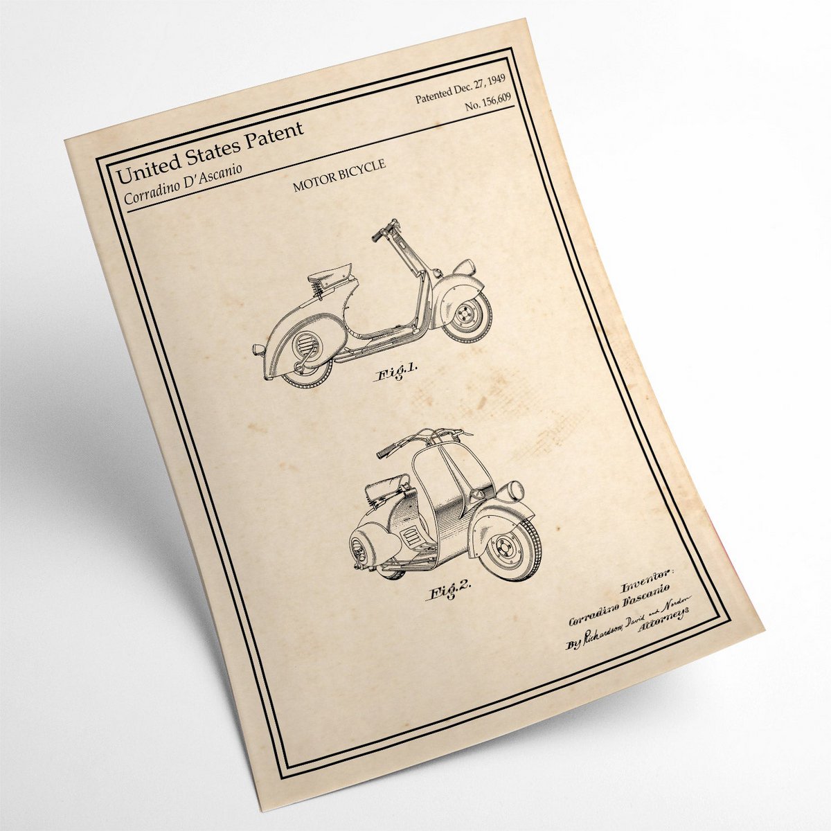 Affiche brevet Scooter Vespa
