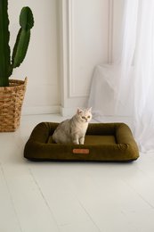 MONOLITH Samt-Hundebett mit abnehmbarer Matratze