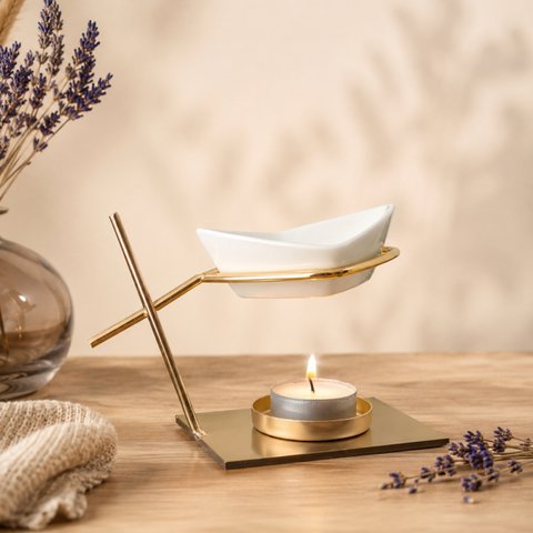 Perfume Burner Inspiration Series – Sailor – Ceramic and Metal Candle Holder – Original and Modern Design – Essential Oils, Scented Waxes – Decoration Idea