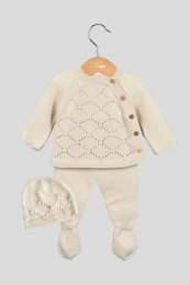 Diamonds 3 Pieces Knitted Baby Set AGM-0508