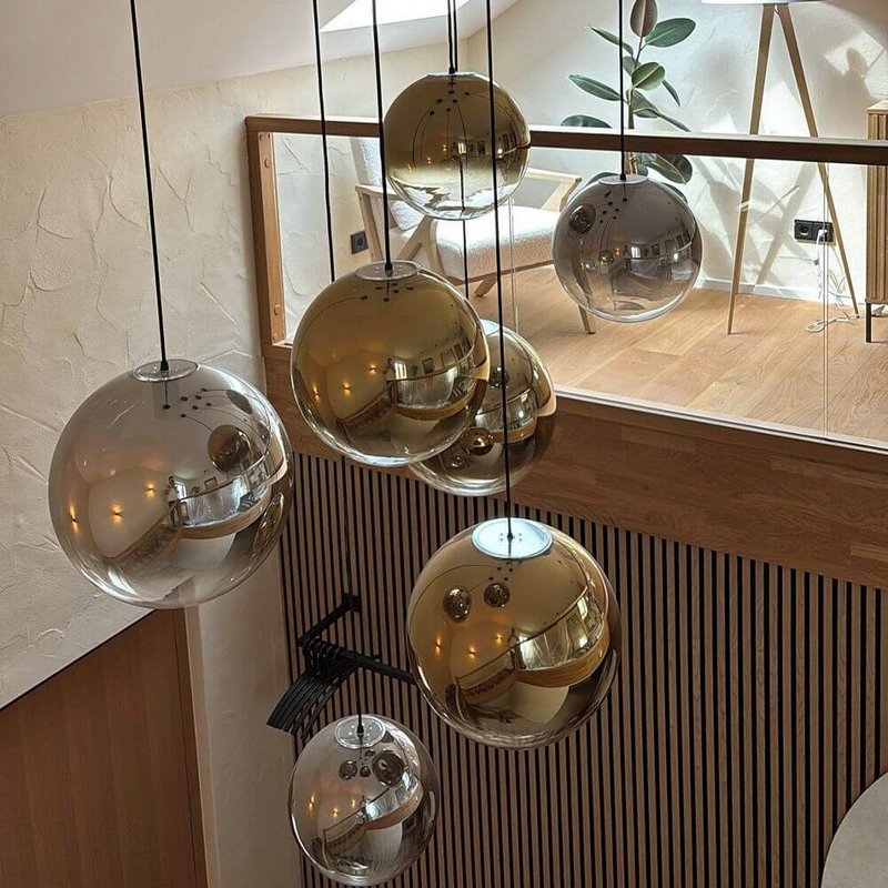 s.luce Orb sfera di vetro lampada da galleria 500cm sospensione nero