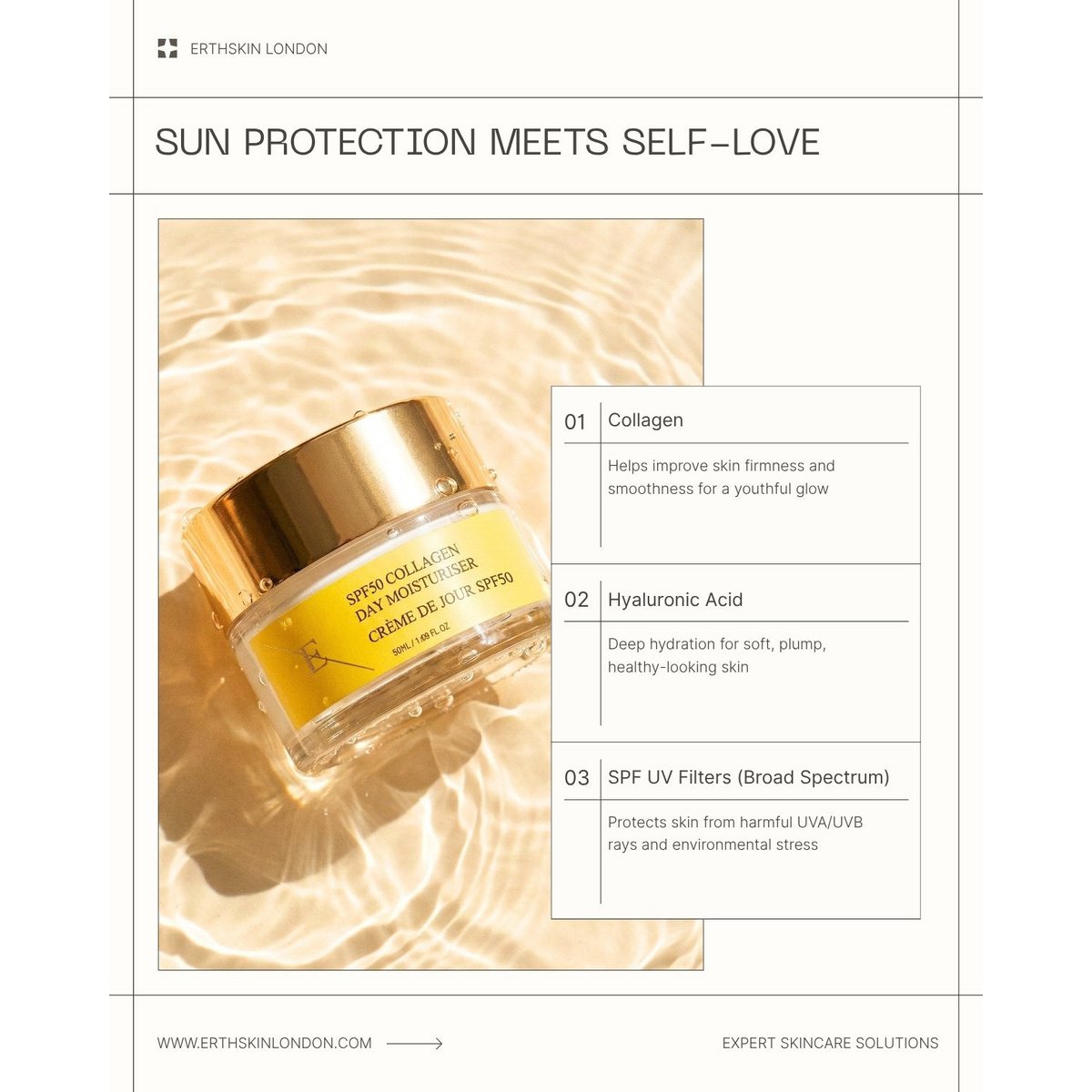 SPF50 kolagenowy krem ​​z dnia 50 ml