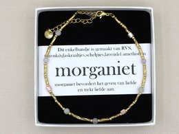 Enkelbandje Fira morganiet en amethyst, zilver of goud roestvrijstaal