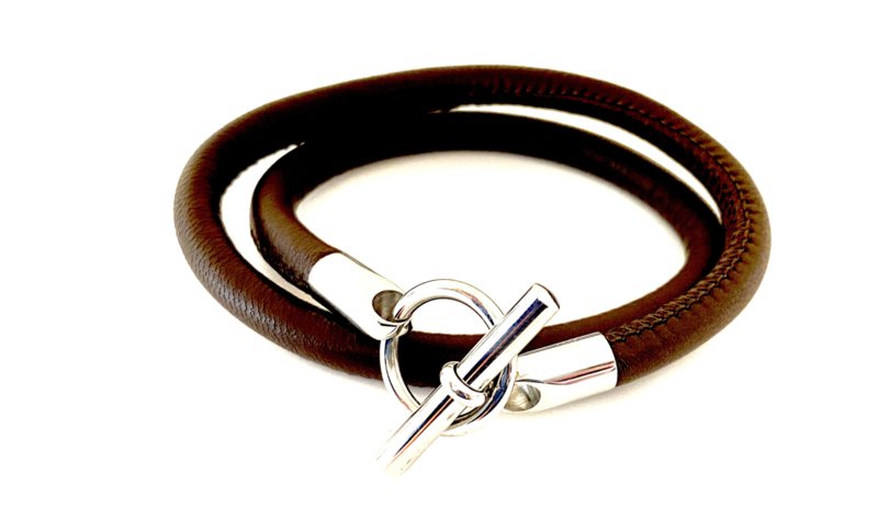 Armbånd læder hermes stil mørkebrun