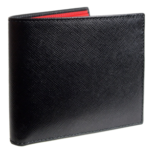 8 Creditcard Bi-Color Saffiano Billfold Zwart-Rood