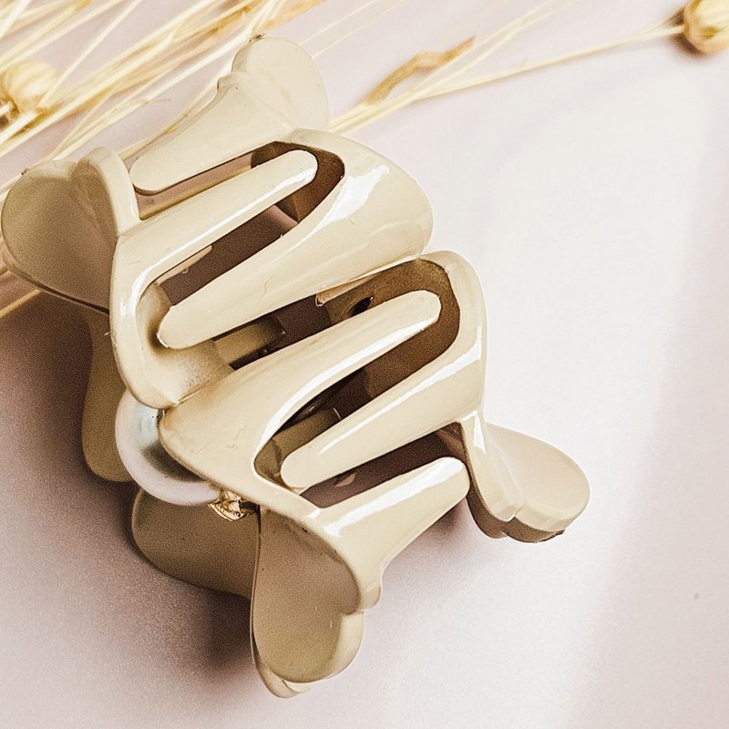 Fiore fermaglio per capelli beige