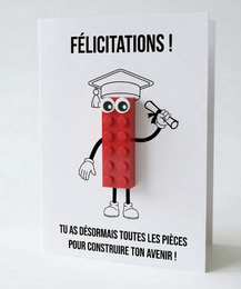 Carte postale de célébration de remise des diplômes – Brique de construction LEGO