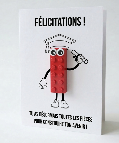 Carte postale de célébration de remise des diplômes – Brique de construction LEGO