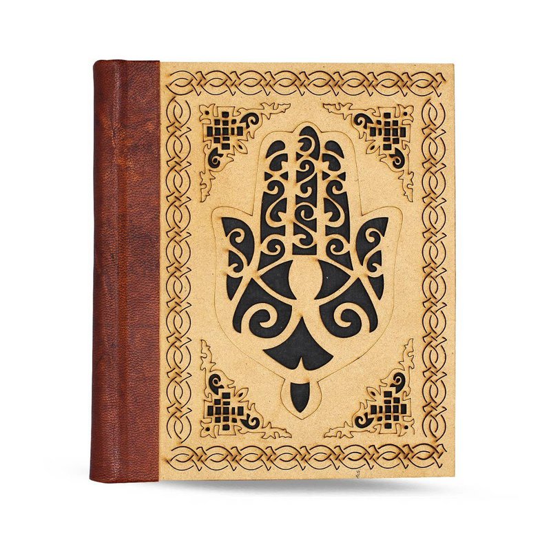 Leather Journal Humsa Hand with Leather Back