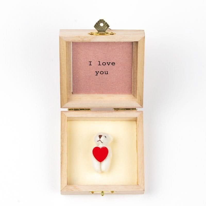 Bear in wooden box love you