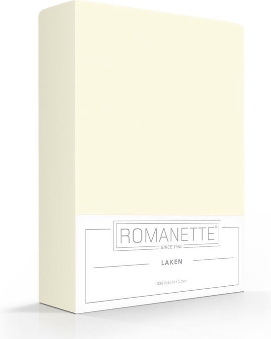Drap de lit en coton Romanette Blanc cassé