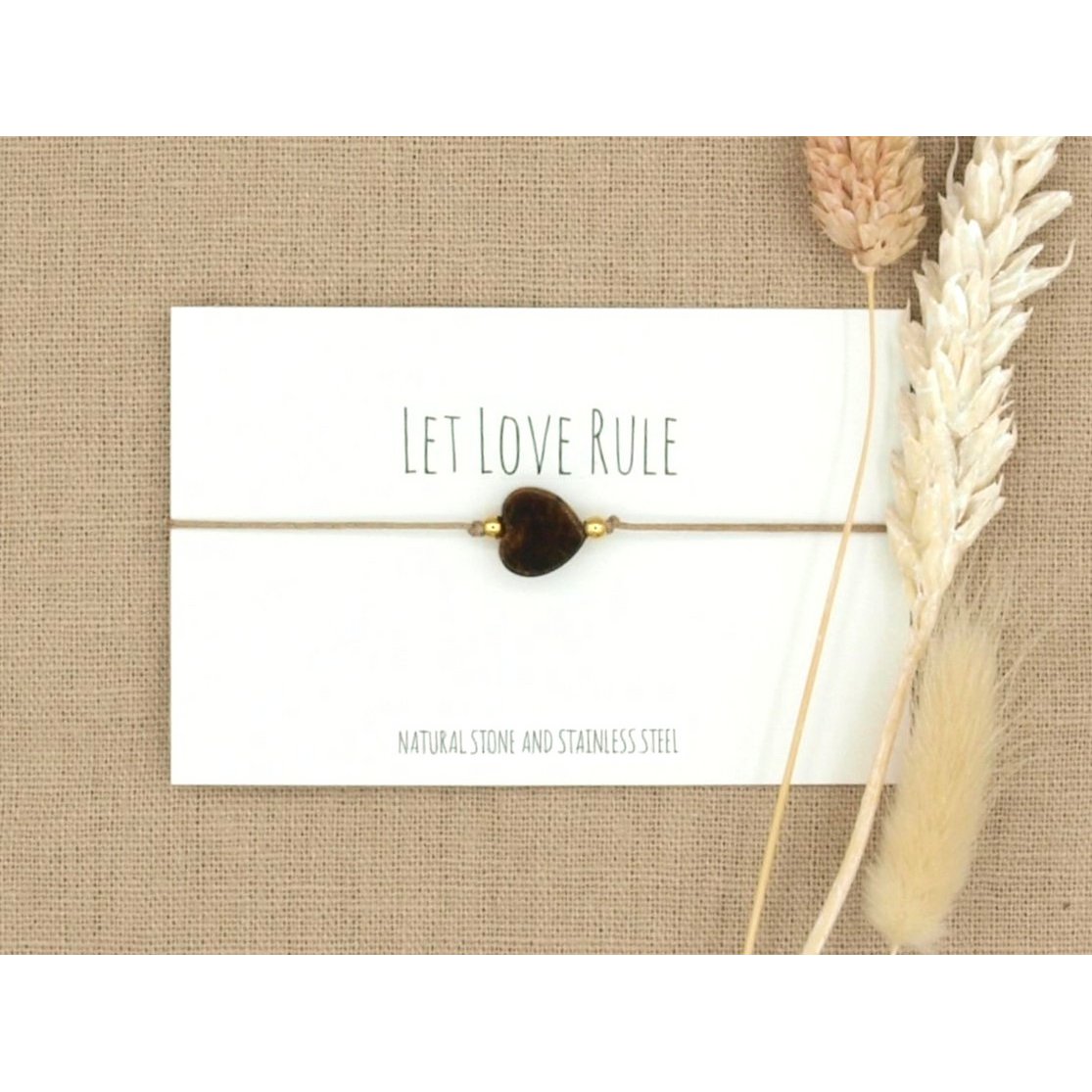 Armband love tijgeroog goud,zilver RVS
