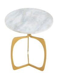Tavolino in metallo rotondo ø 45 x 56 cm tavolo decorativo in marmo Sohoo con cornice argento o oro