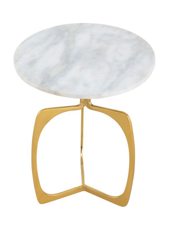 Tavolino in metallo rotondo ø 45 x 56 cm tavolo decorativo in marmo Sohoo con cornice argento o oro