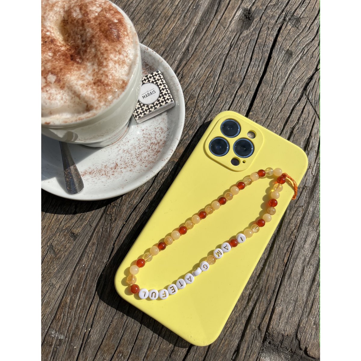 welovebloom Mantra Telefonschmuck - ICH BIN DANKBAR