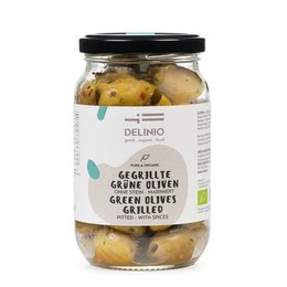 Grillede grønne økologiske oliven - seks pakke