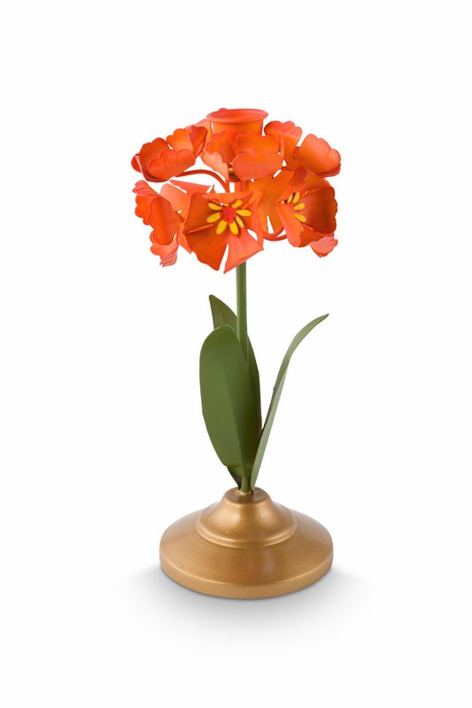 Candle Holder Metal Flower Orange 22.5cm