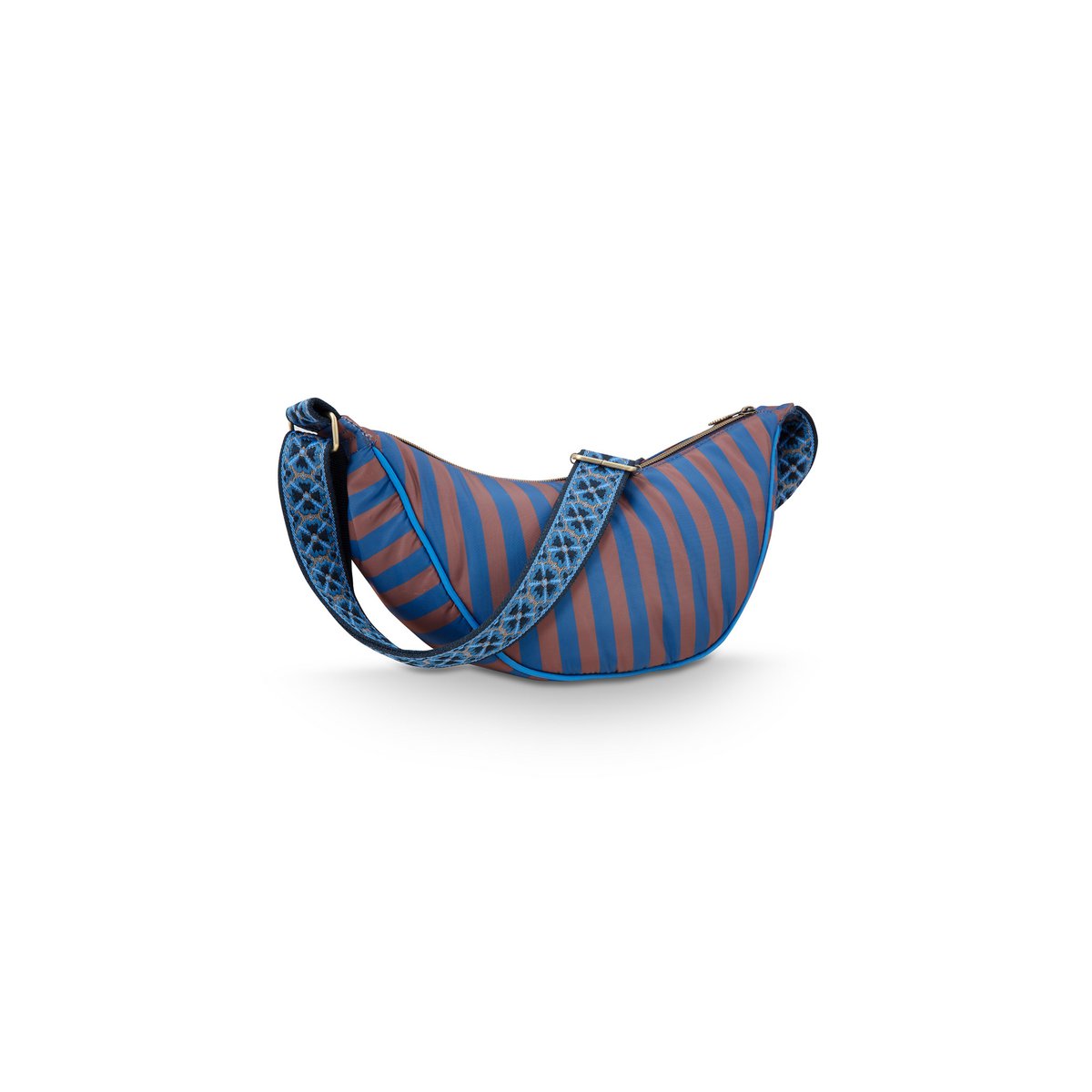 Freya Half Moon Cross Body Bag Stripe Blue 34x10x16cm