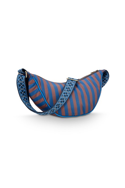 Freya Half Moon Cross Body Bag Stripe Blue 34x10x16cm