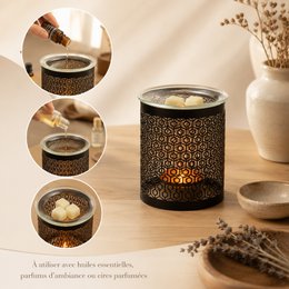 Perfume burner Metally Series – The Perfect – Original Pattern – Healthy Diffusion – in Metal and Glass – Interior Decoration – Gift Idea