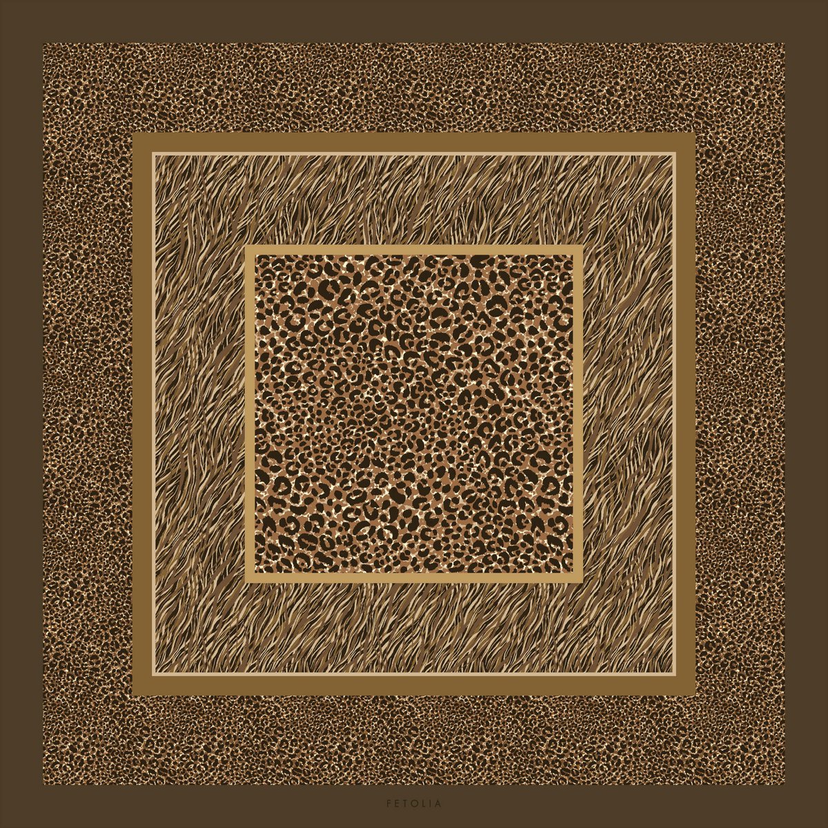 Dierenprint - Bruin-Choco - 90*90cm - 100% Zijde Twill