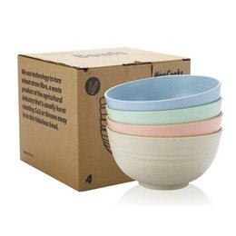 Set of 4 eco-friendly, bio-based bowls in pastel colors including green, pink, and blue. Durable, lightweight, and perfect for everyday use.