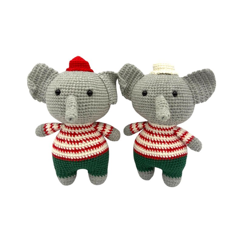 Crocheted elephant with hat