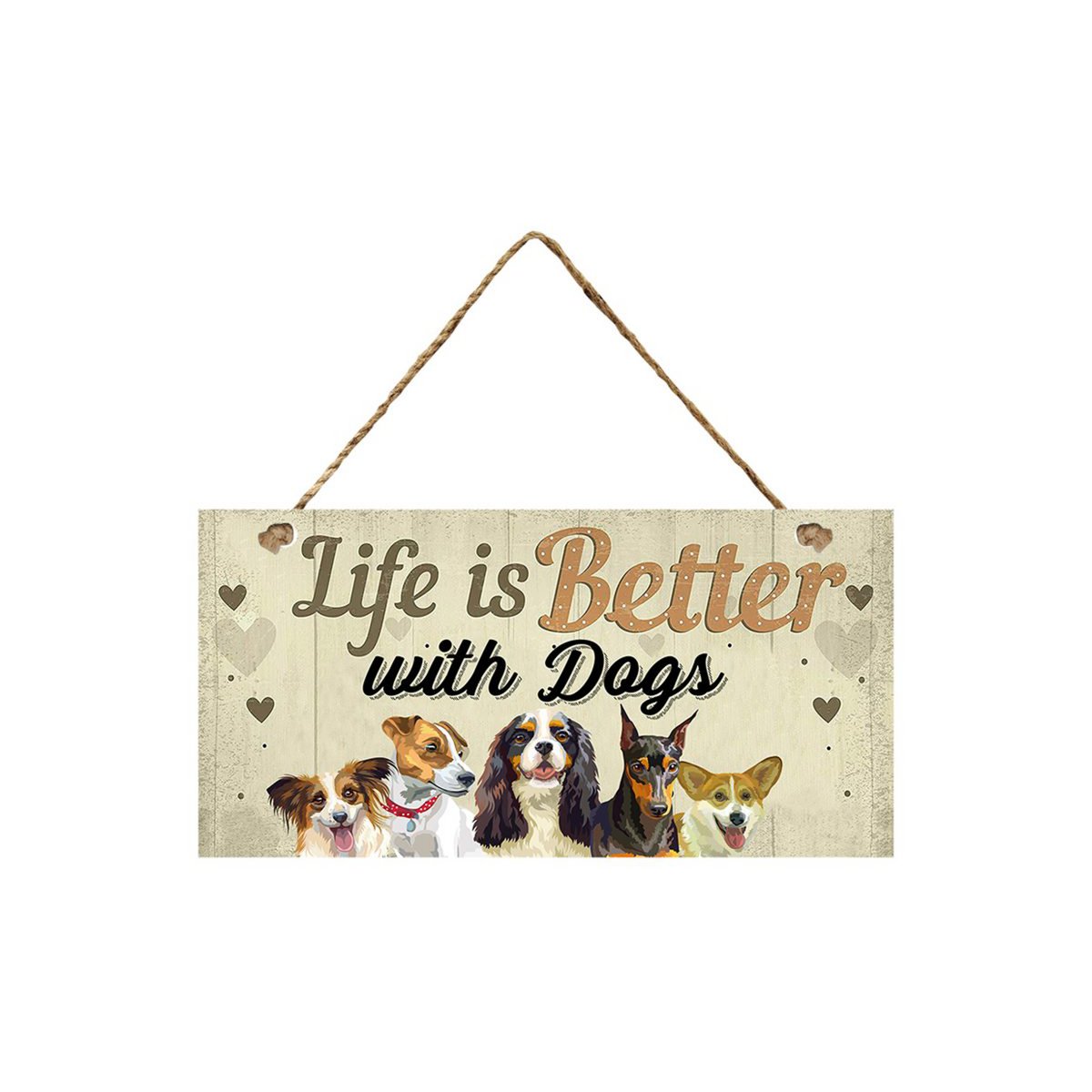 Metalskilt Livet er bedre med hunde 20x10 cm Isabele Rose