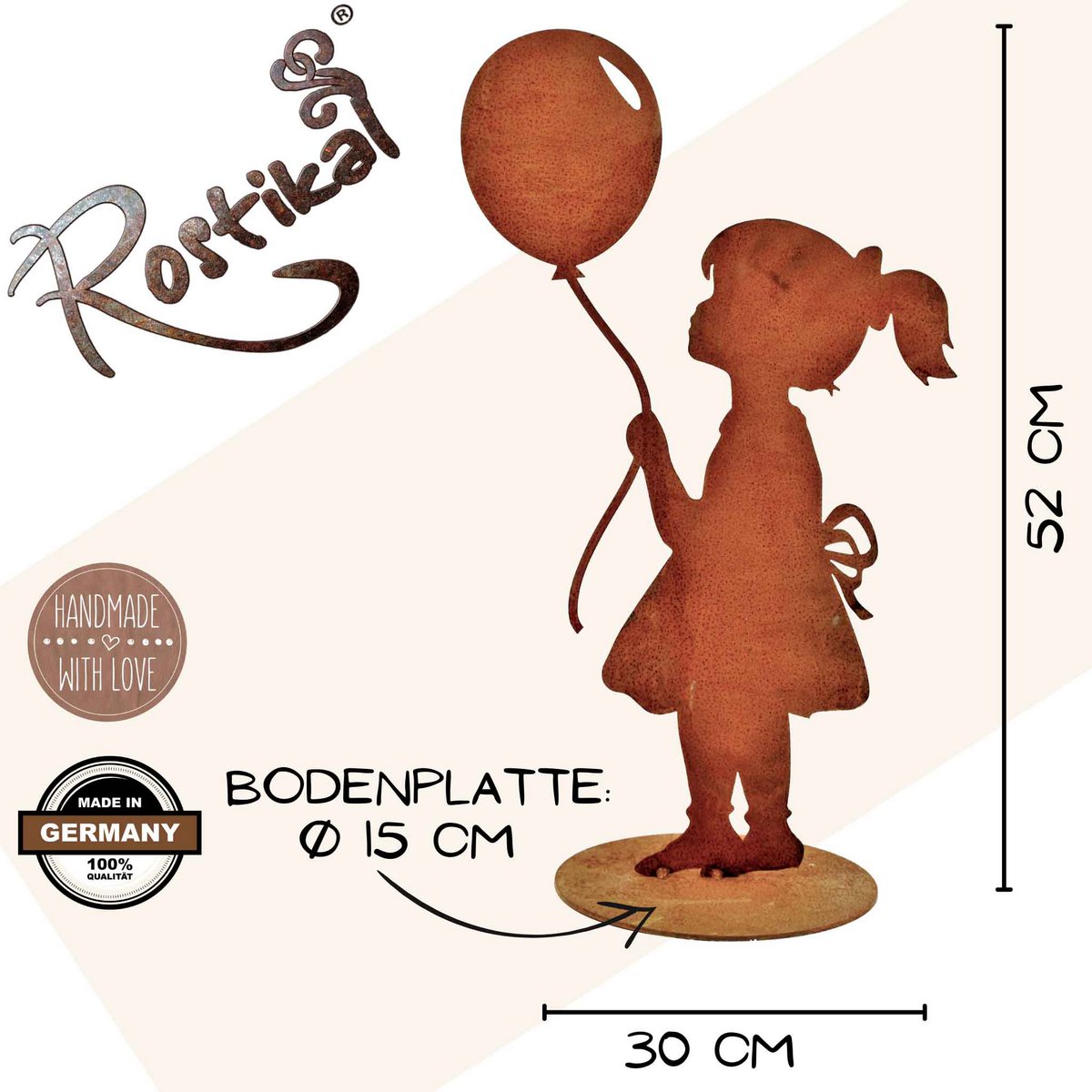 Girl with balloon | Figure made of metal rust patina | original gift idea
