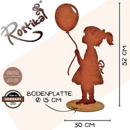Girl with balloon | Figure made of metal rust patina | original gift idea