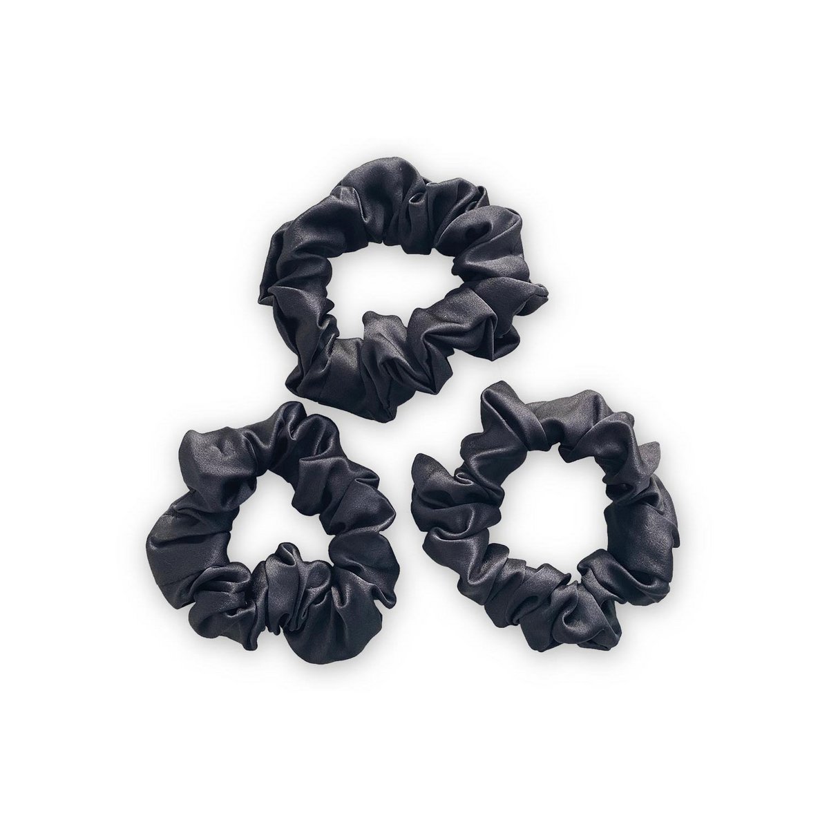 Charcoal Silk Scrunchies Set