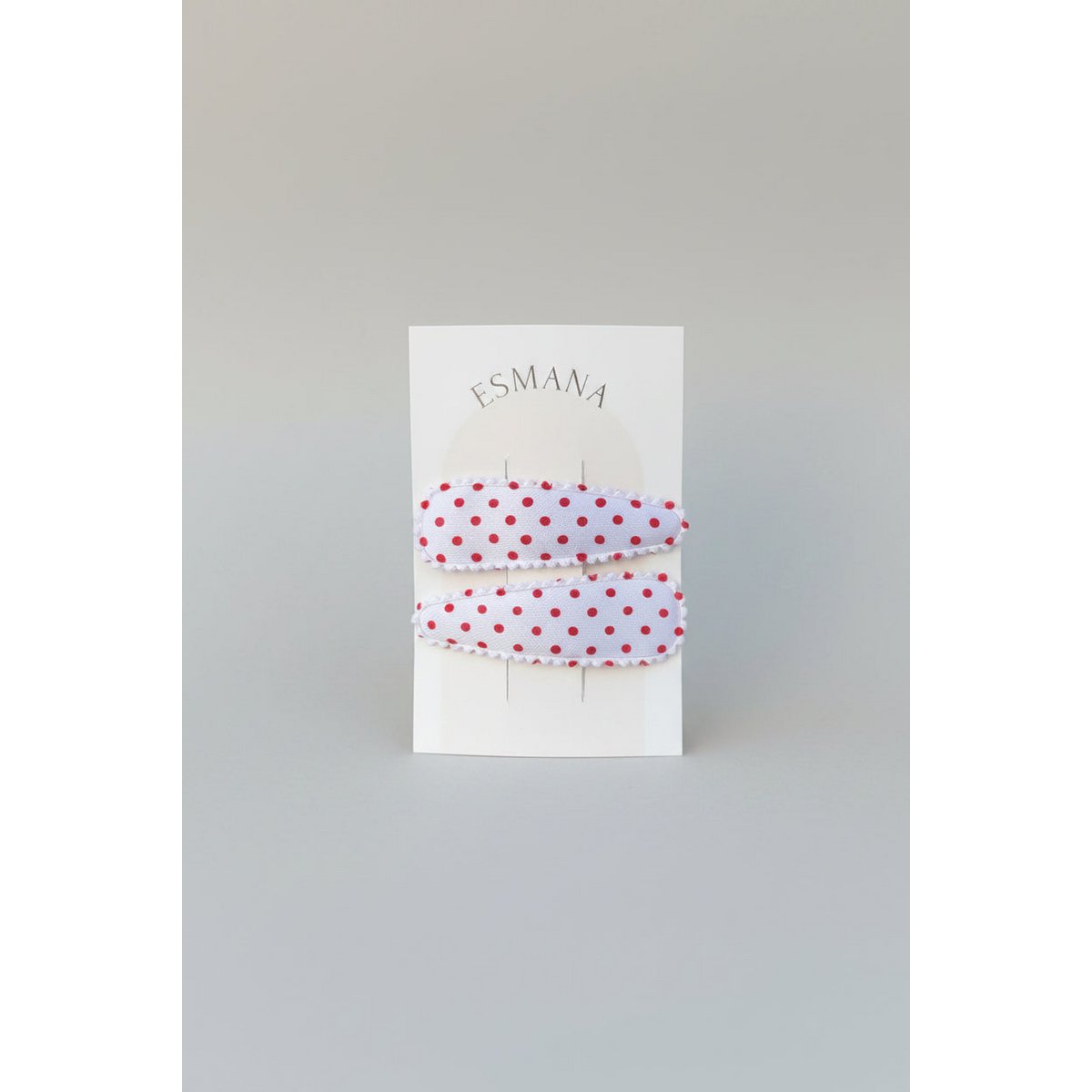 Epingle à clic enfant satin blanc à pois rouges