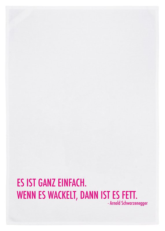 Theedoek wit, IT'S VERY EASY, IF IT WAKES IT'S FAT, neon roze