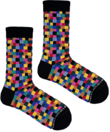 Colorful patterned socks with a block design, suitable for men's size 41-46.