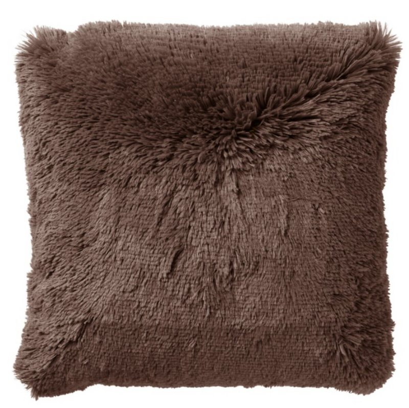 Dutch Decor FLUFFY - Decorative cushion 45x45 cm - super soft - solid color - Chocolate Martini - dark brown