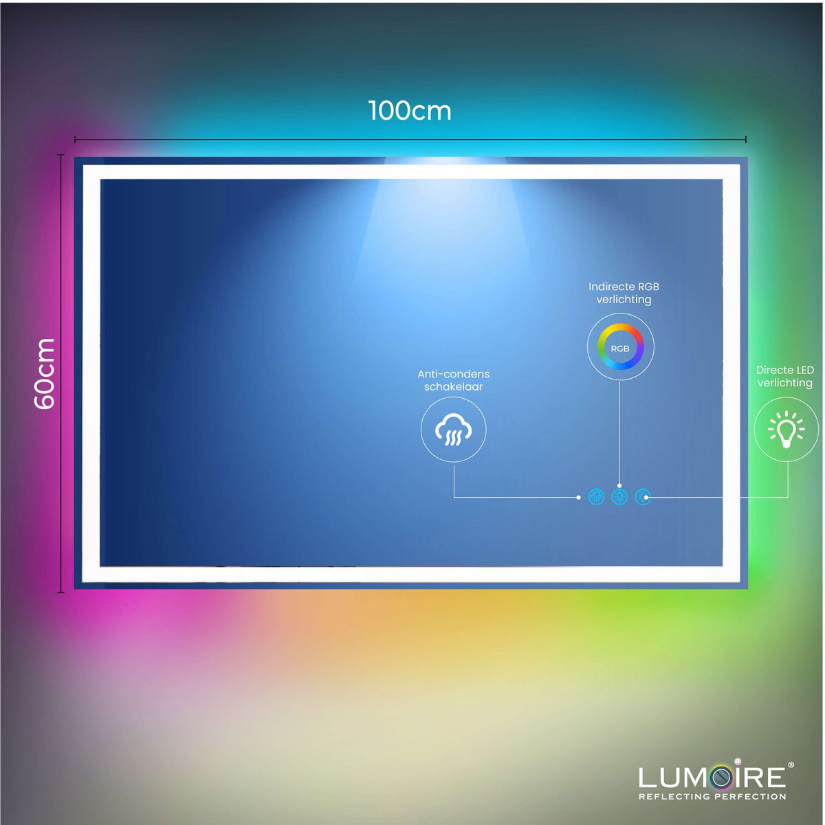 RGB-spiegel Lumoire Matrix horizontaal 100 cm