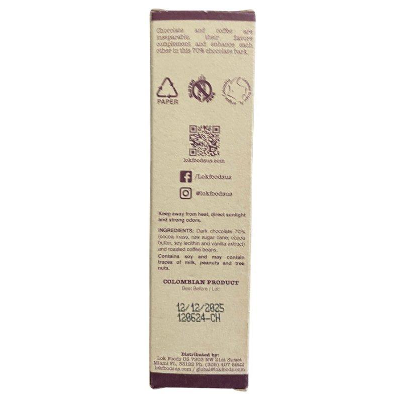 Mørk chokoladebar med kaffebønner | 70 % kakao | 35 g