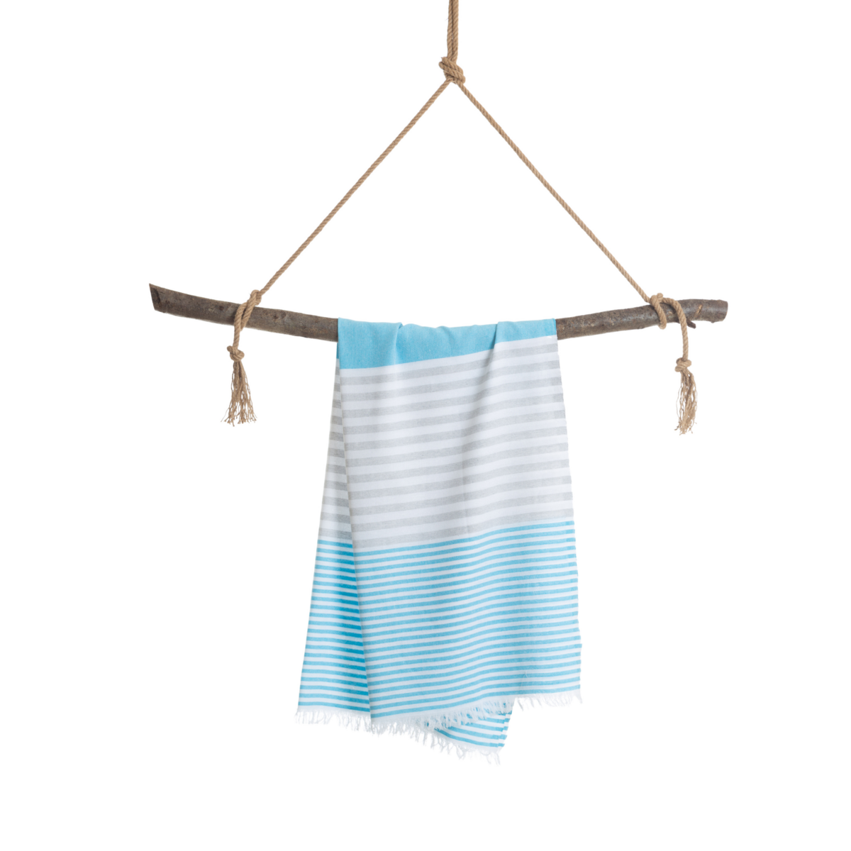 TOWEL TO GO BALI Cotton Beach Towel 180x100 cm | Quick Dry | Turquoise / Grey | with Gift Box