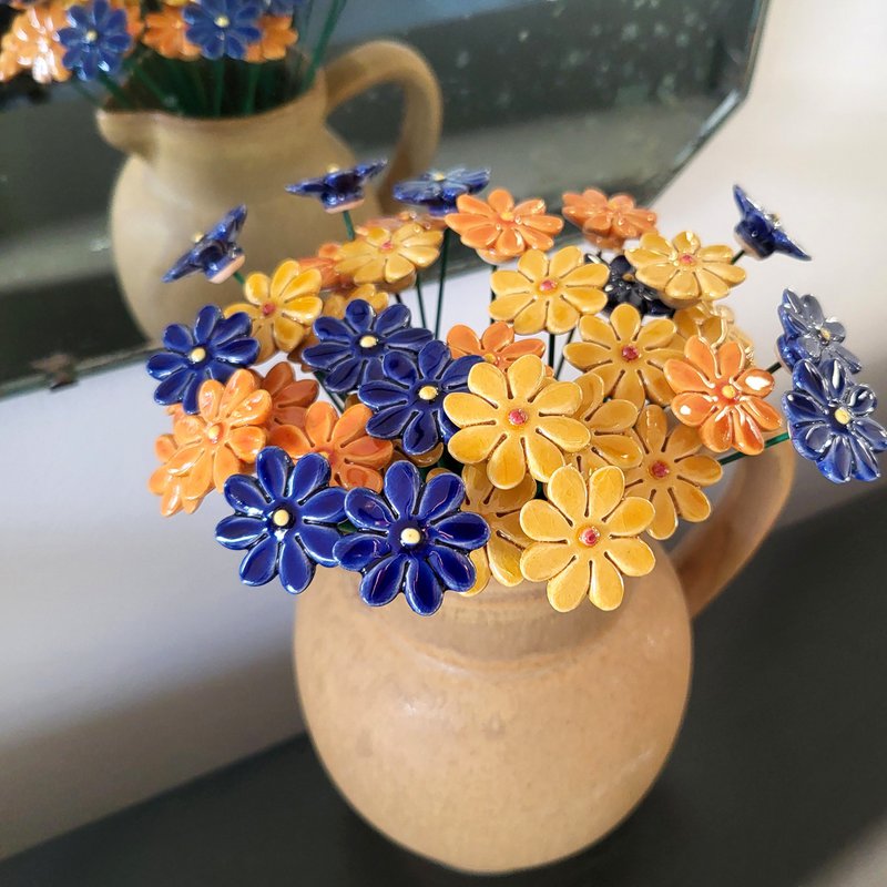 Daisy flower ceramic mini Yellow 2.5 cm