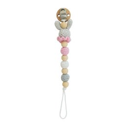 Attache-tétine au crochet lapin BOBBY en rose